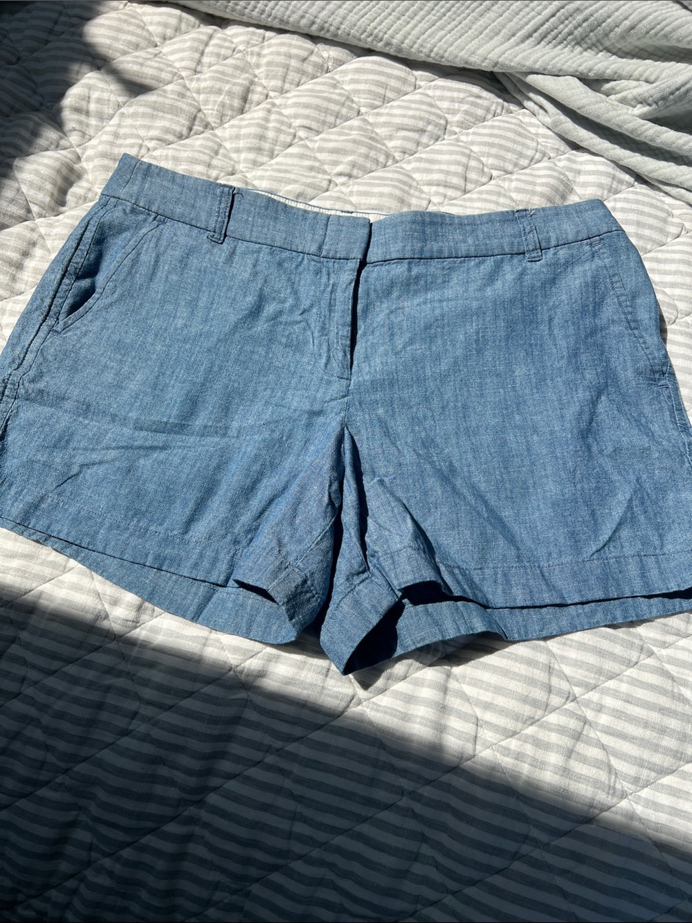 J. Crew Lightweight Chambray Shorts in Blue